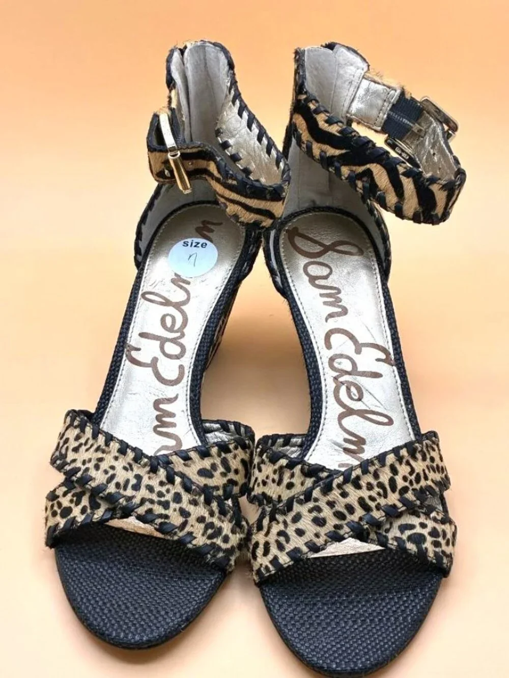 *EUC* Sam Edelman SILVIA Animal Print Wedge Sandals. Women's Size 7 M Leop